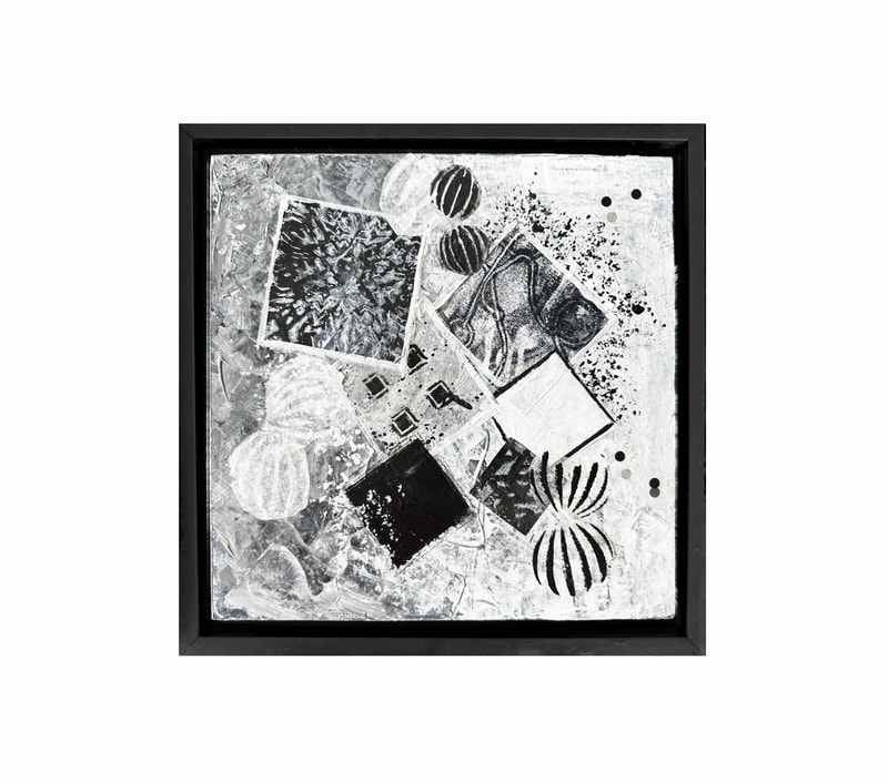 square panel, shapes, squares, circles, black and white, whimsy