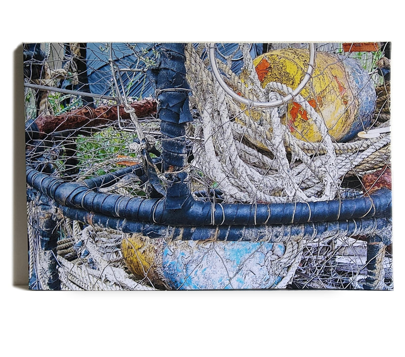 crab pots, crabpots, fishing, sea, close-up, canvas print, colorful, large, stretched canvas
