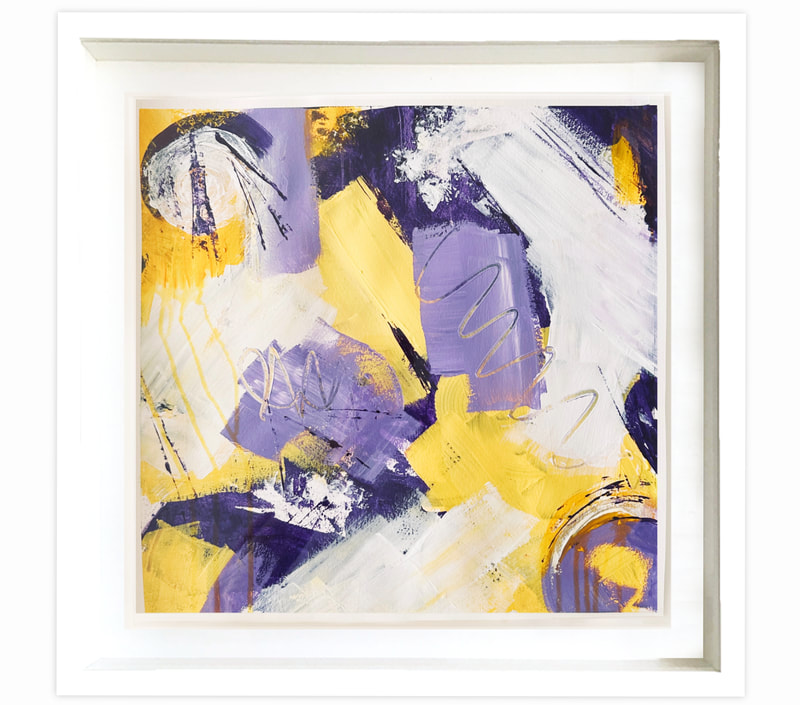yellow, purple, exuberant, abstract expressionism, gestural