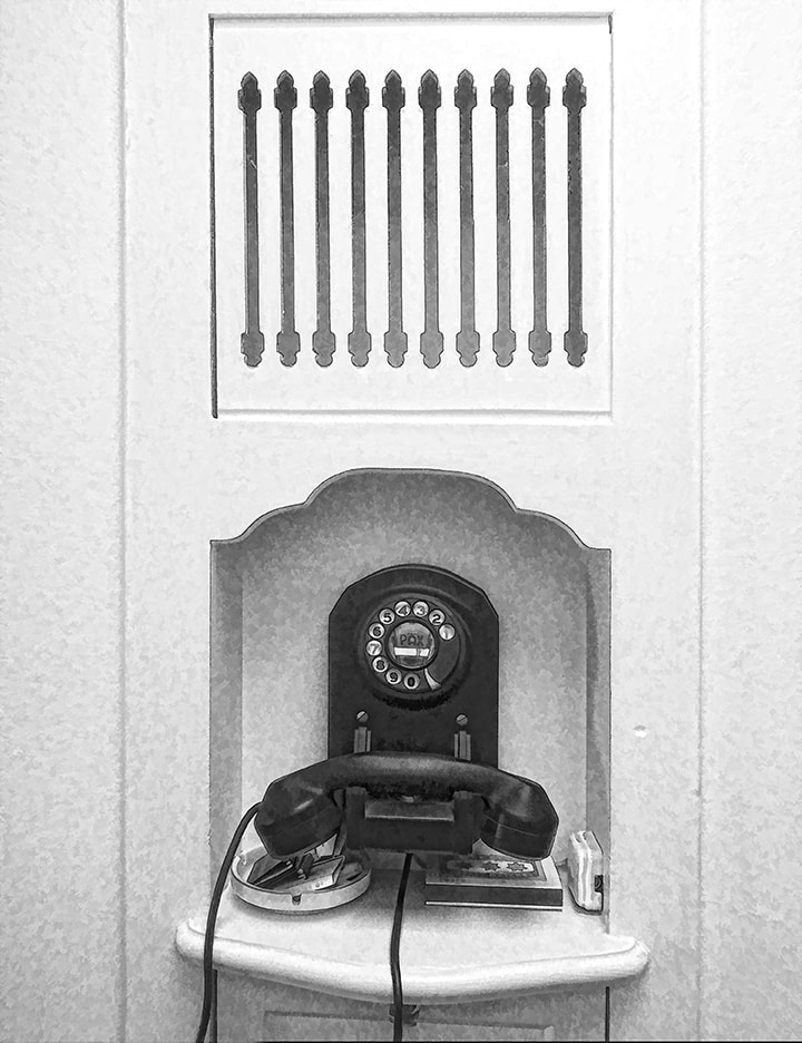 antique telephone, phone, black & white