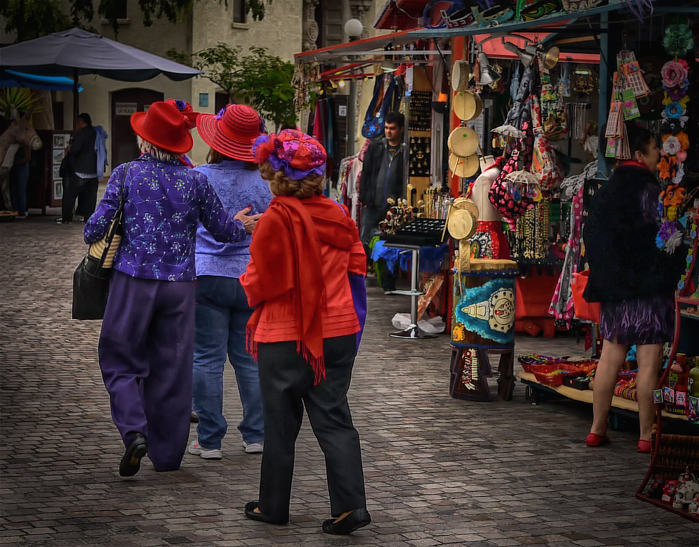 older women, shopping, street market
