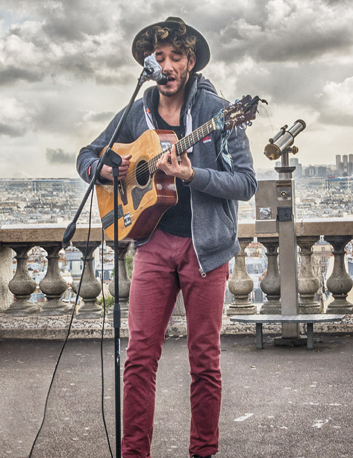 music, singer, guitar, paris, street music